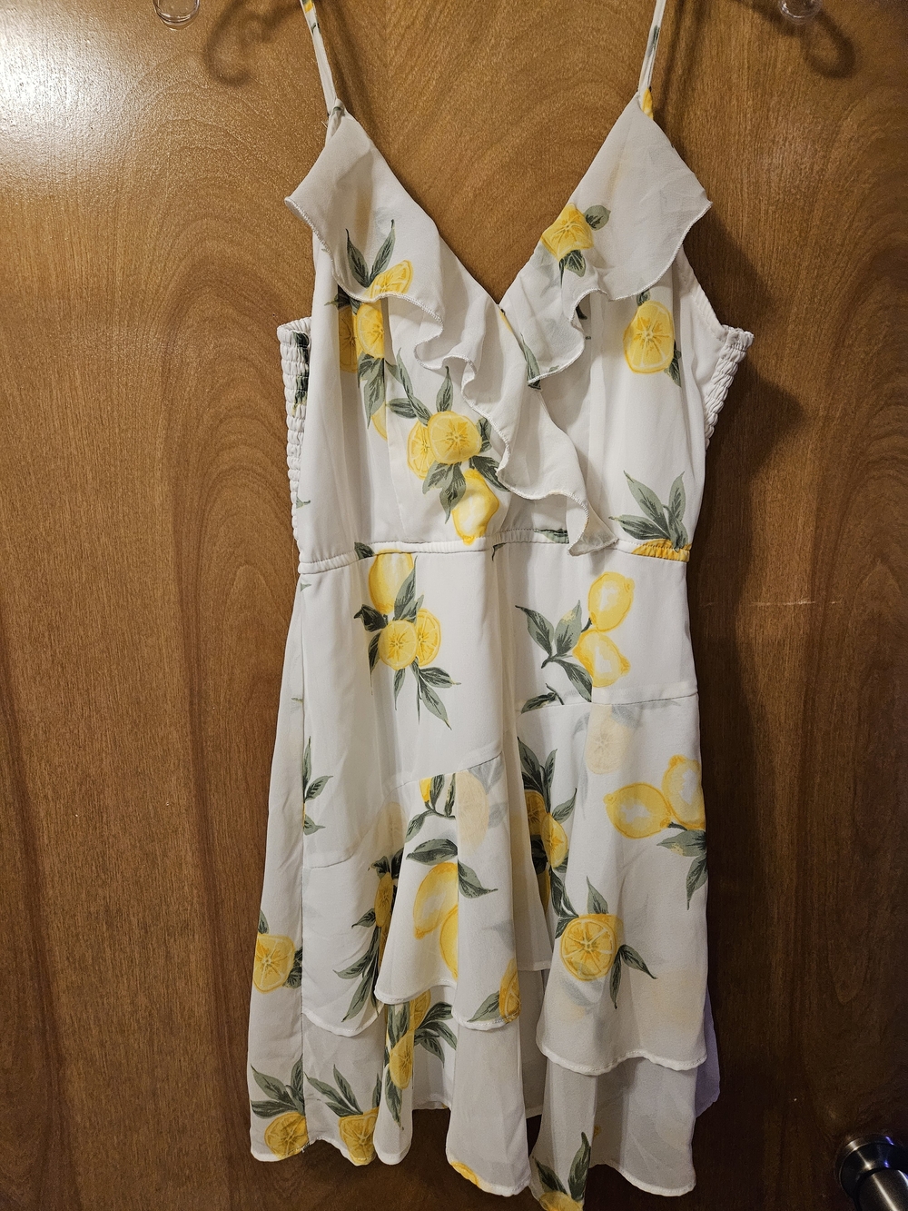 Japna White Lemon Print Ruffle Sundress